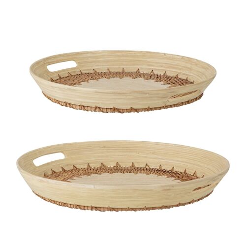 Lany Tray, Nature, Bamboo - (D35xH4/D40xH5 cm, Set of 2)