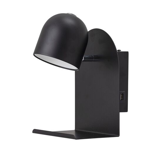 Qasim Wall Lamp, Black, Metal - (L16xH21xW20 cm)