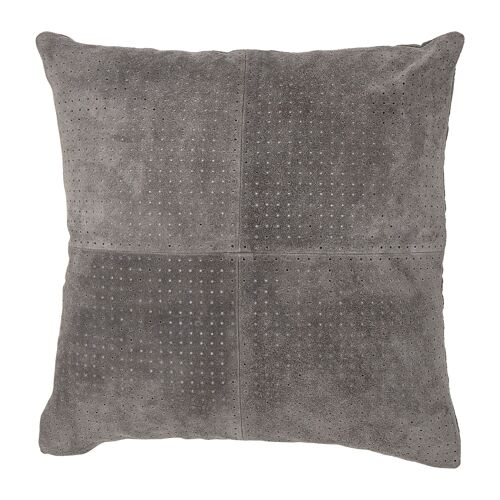 Cushion, Grey, Suede - (L45xW45 cm)