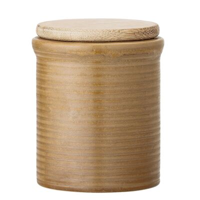 Jar w/Lid, Brown, Stoneware - (D7xH9 cm)