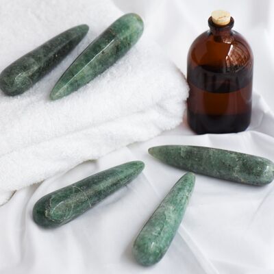 Palo de masaje de piedra natural fucsita verde