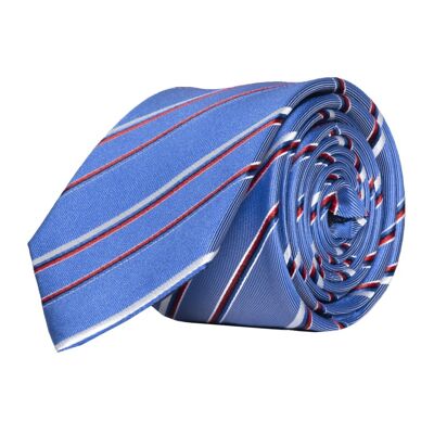 PATROCLE - CLUB TIE IN LIGHT BLUE, RED AND WHITE SILK
