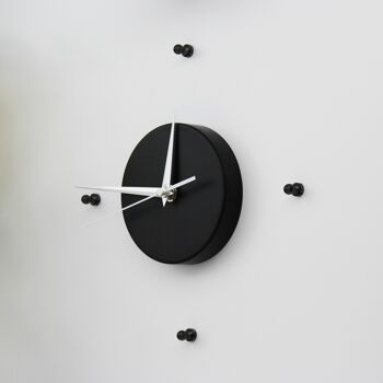 Horloge magnétique ronde, noir mat, décoration murale moderne et élégante 3