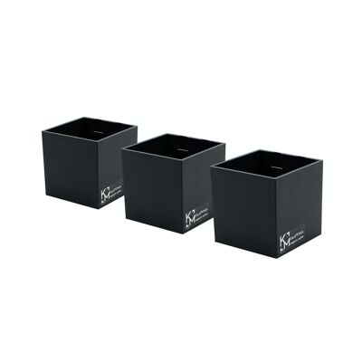 Juego de recipientes/cubos magnéticos, 6,5 cm, negros, portalápices
