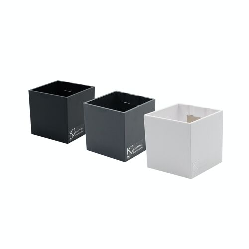 Set of Magnetic Containers/Cubes, 6.5 cm, White/Gunmetal/Black