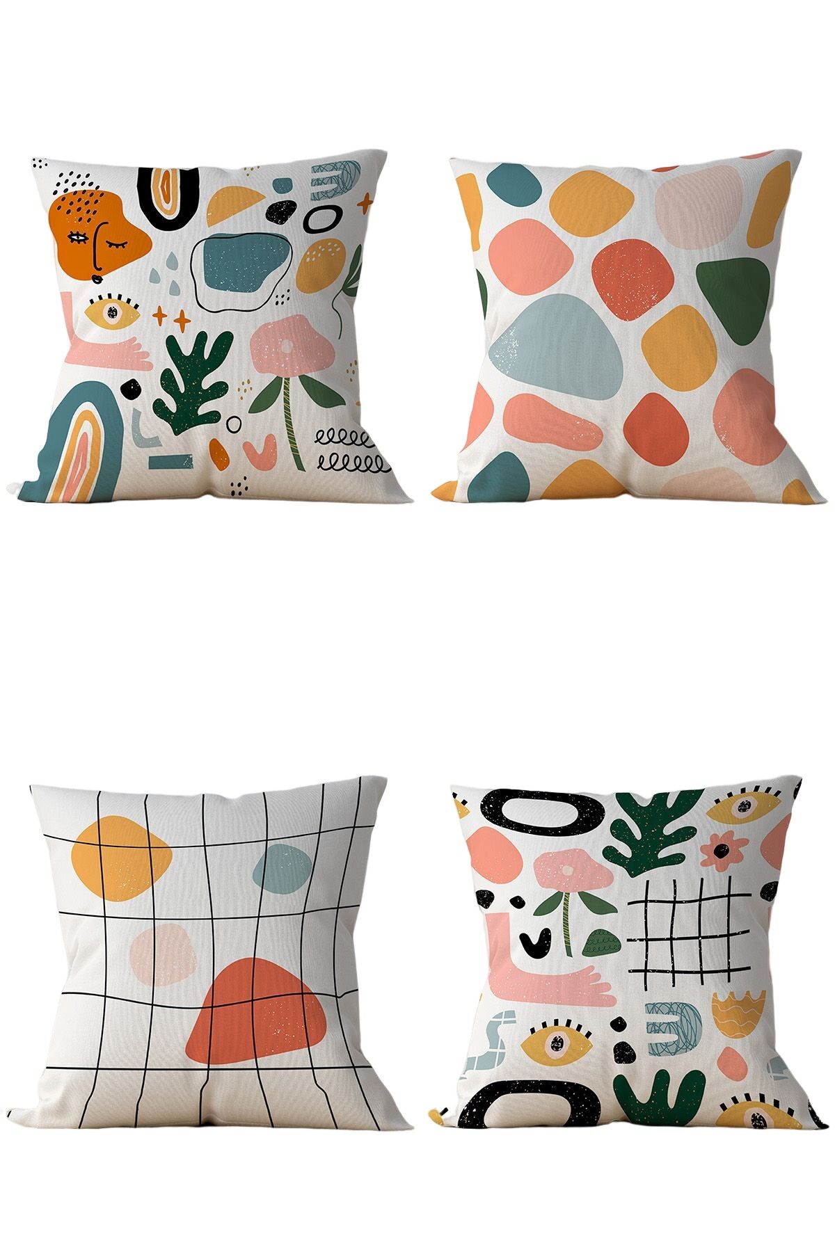 Piece of Trend – Dekokissen – 4er-Set – trendige Farben – 43 x 43 – ABSTRAKT