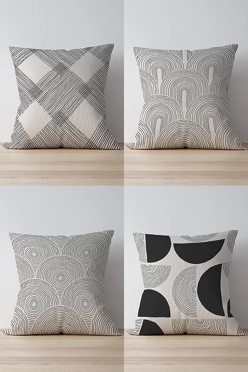 Piece of Trend – Dekokissen – 4er-Set – trendige Farben – 43 x 43 – SCHWARZWEISSSTREIFEN