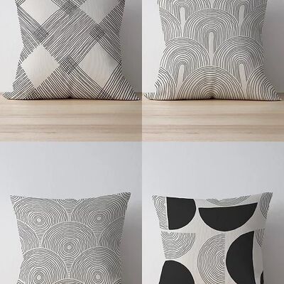 Piece of Trend - Throw Pillow - Set of 4 - Trendy Colors - 43 x 43 - BLACKWHITESTRIPES