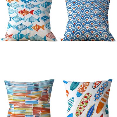 Piece of Trend - Throw Pillow - Set of 4 - Trendy Colors - 43 x 43 - FISHBONE