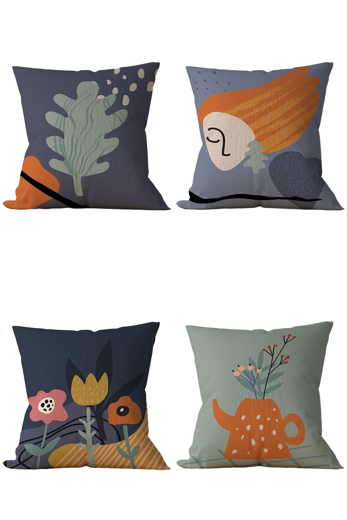 Piece of Trend – Kissen – Beidseitiges Design – 4er-Set – 4 PİECES – trendige Farben – 43 x 43 – CUTELADY