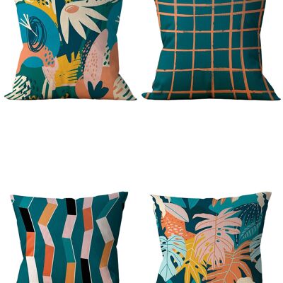 Piece of Trend - Decorative pillow - Both side design - Set of 4 - 4 pieces - trendy colors - 43 x 43 - ART