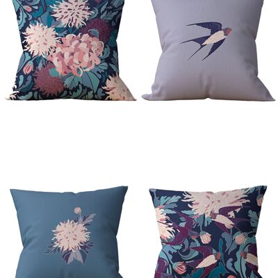 Piece of Trend - Cushion - Both side design - Set of 4 - 4 pieces - trendy colors - 43 x 43 - CHRYSANT