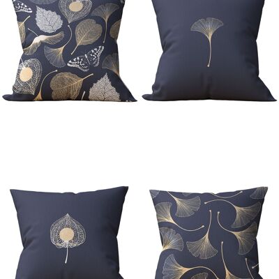 Piece of Trend - Cushion -Both side design- Set of 4 - 4 pieces - trendy colors - 43 x 43 - GINKGO