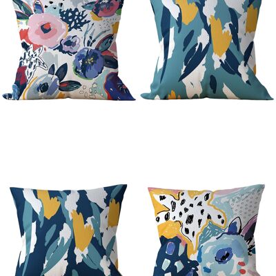 Piece of Trend - Decorative pillow - Both side design - Set of 4 - 4 pieces - trendy colors - 43 x 43 - NIJL