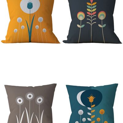 Piece of Trend - Decorative pillow -Both side design- Set of 4 - 4 pieces - trendy colors - 43 x 43 - NIGHTGARDEN