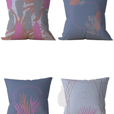 Piece of Trend - Decorative pillow -Both side design- Set of 4 - 4 pieces - trendy colors - 43 x 43 - PURPLE&BEYOND