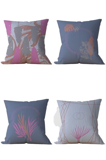 Piece of Trend - Coussin décoratif - Design des deux côtés - Lot de 4 - 4 pièces - couleurs tendance - 43 x 43 - PURPLE&BEYOND