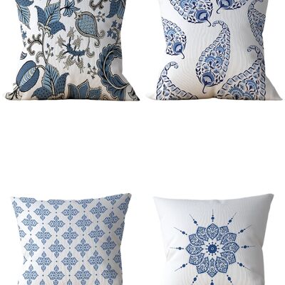 Piece of Trend - Decorative pillow -Both side design- Set of 4 - 4 pieces - trendy colors - 43 x 43 - TILE