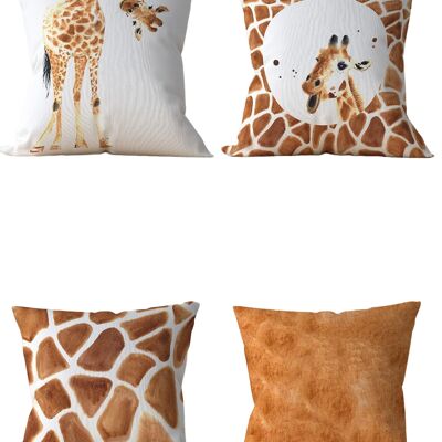 Piece of Trend - Throw pillow - Piece of Trend - Throw pillow -Both side design- 4 pieces - trendy colors - 43 x 43 -Set of 4 - trendy colors - 43 x 43 - GIRAFFE