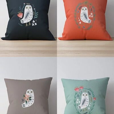 Piece of Trend - Throw pillow -Piece of Trend - Throw pillow -Both side design- Set of 4 - 4 pieces - trendy colors - 43 x 43 - - trendy colors - 43 x 43 - OWL