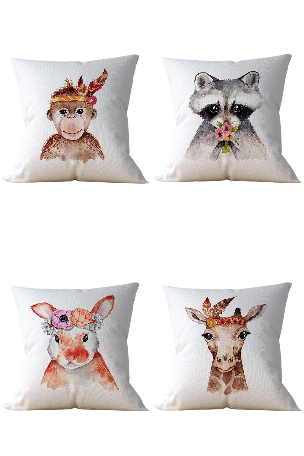 Piece of Trend - Cuscino da tiro - Set di 4 - Piece of Trend - Cuscino da tiro - Design su entrambi i lati - Set da 4 - 4 pezzi - colori alla moda - 43 x 43 - colori alla moda - 43 x 43 - MONKEY&FRIENDS