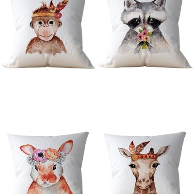 Piece of Trend - Throw pillow - Set of 4 -Piece of Trend - Throw pillow -Both side design- Set of 4 - 4 pieces - trendy colors - 43 x 43 - trendy colors - 43 x 43 - MONKEY&FRIENDS