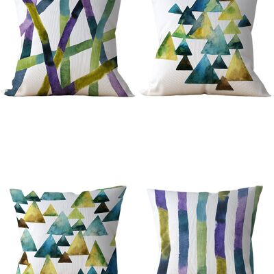 Piece of Trend - Throw pillow - Piece of Trend - Throw pillow -Both side design- Set of 4 - 4 pieces - trendy colors - 43 x 43 -Set of 4 - trendy colors - 43 x 43 - WATERPAINT