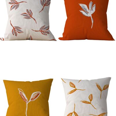 Piece of Trend - Throw pillow - Piece of Trend - Throw pillow -Both side design- Set of 4 - 4 pieces - trendy colors - 43 x 43 -Set of 4 - trendy colors - 43 x 43 - ORANGES