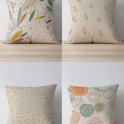 Piece of Trend - Coussin décoratif -Piece of Trend - Coussin décoratif -Conception des deux côtés- Lot de 4 - 4 pièces - couleurs tendance - 43 x 43 - Lot de 4 - couleurs tendance - 43 x 43 - REVEL