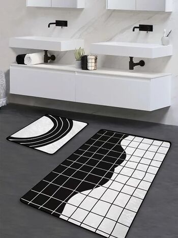 TAPIS DE BAIN À CARREAUX - 60x100 et 50x60 (Lxl) - 2 PIÈCES