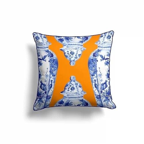 Piece of Trend - Cushion - Trendy - Maxx Dynasty orange delft blue - 43 x 43