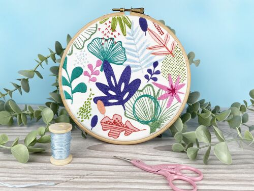 Abstract Florals Embroidery Kit, Craft DIY Sewing Kit