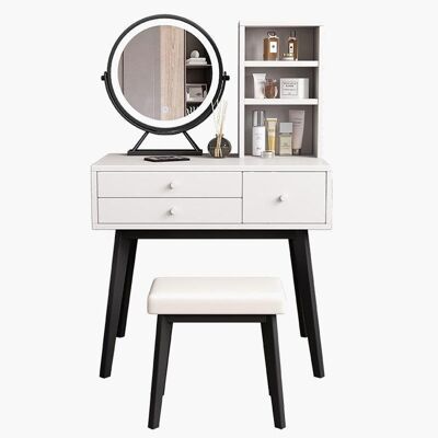 Hansell Dressing Table with LED Mirror and Stool - White - No