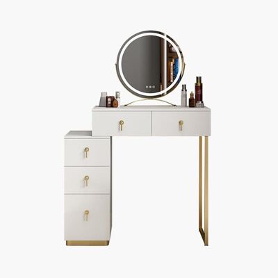 Nelia Dressing Table With LED Mirror - White - Yes