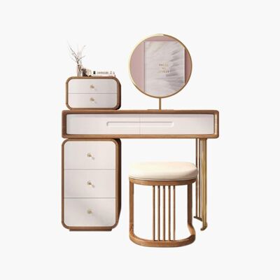 Baylee Dressing Table, Oak And Gold - No - No