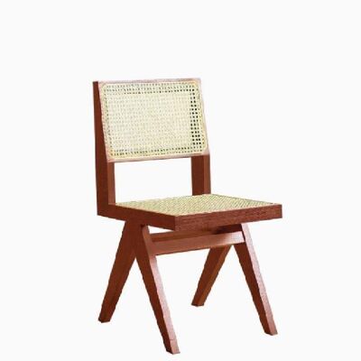 Pierre Jeanneret Rattan Dining Chair Without Armrest Clearance - Brown