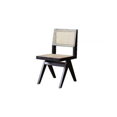 Pierre Jeanneret Rattan Dining Chair Without Armrest Clearance - Black