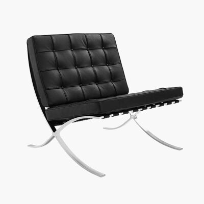 Barcelona Chair, Black Leather - No