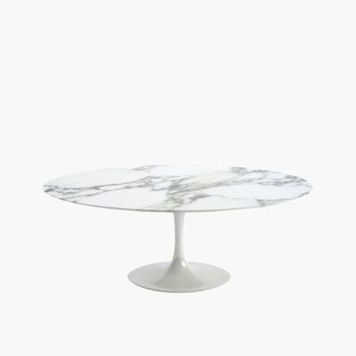 Saarinen Tulip Oval Dining Table, Marble - Black - 80cm