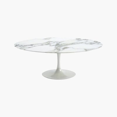 Saarinen Tulip Oval Dining Table, Marble - White - 80cm