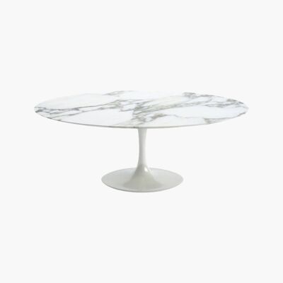 Saarinen Tulip Oval Dining Table, Marble - White - 90cm