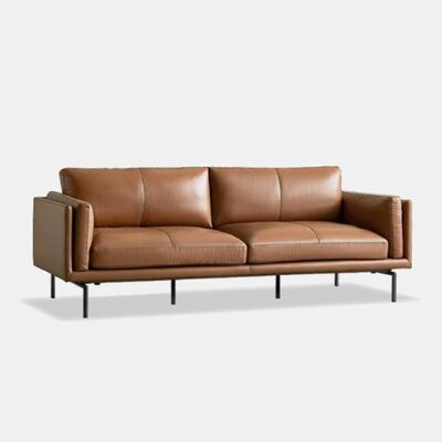 H294 Two Seater Sofa, Brown Real Leather