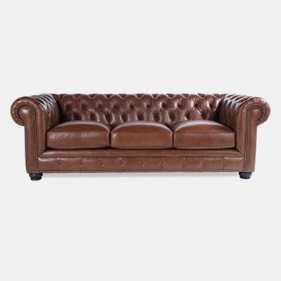 The Chesterfield Three Seater Sofa, Real Leather - White - Armchair