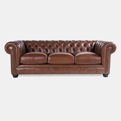 The Chesterfield Three Seater Sofa, Real Leather - Red - Three Seater Sofa