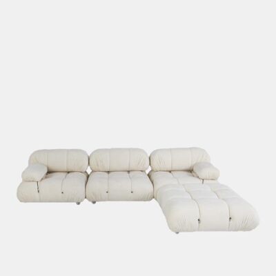B&B Italian Camaleonda Sofa, Four Seater Coner Sofa, Modular Sofa - White - Velvet - Ottoman