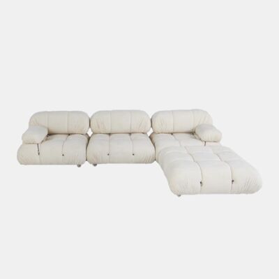B&B Italian Camaleonda Sofa, Four Seater Coner Sofa, Modular Sofa - White - Leather - Ottoman
