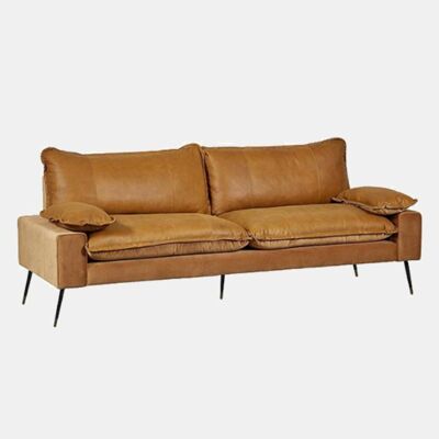 Clement Two Seater Sofa, Italian Genuine Leather - Black