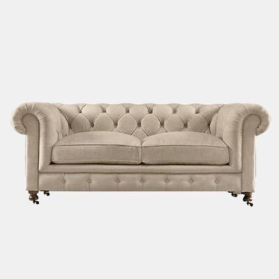 Chesterfield Two Seater Sofa, Velvet - Brown - Two Seater Sofa
