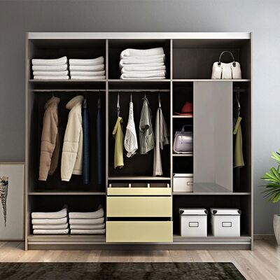 KA9358 Wardrobe, Different Sizes Available - With Side Storage