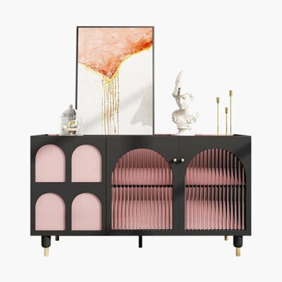 Curvo Sideboard, Black And Pink